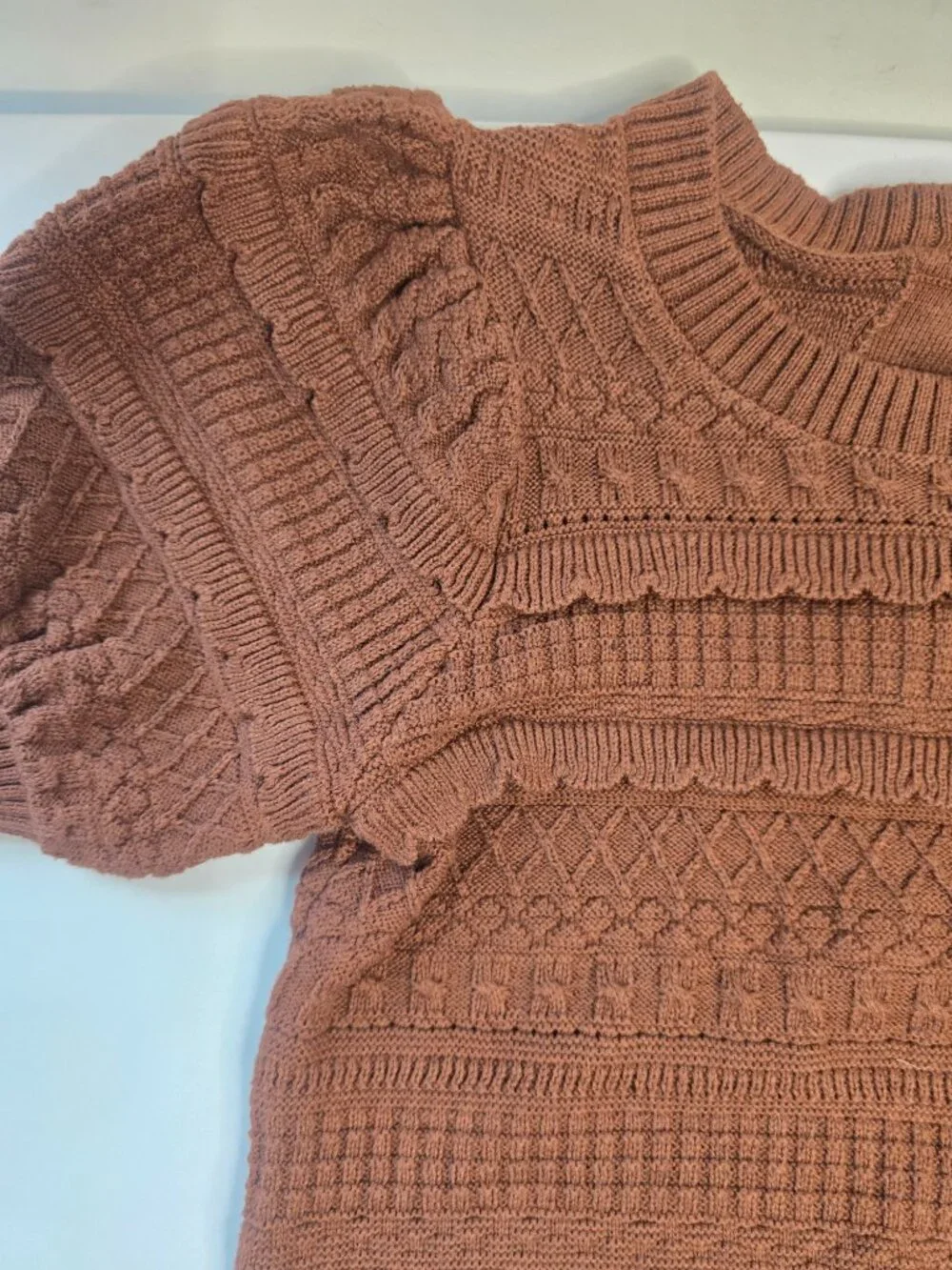 Janie and Jack Puff Sleeve Sweater Top - Red Barn Heather - Picture 3 of 9